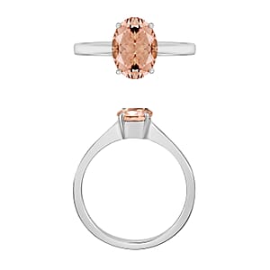 Rhapsody 18K White Gold AAAA Pink Morganite Solitaire Ring (Size 4.0) 1.40 ctw (Del. in 10-12 Days)