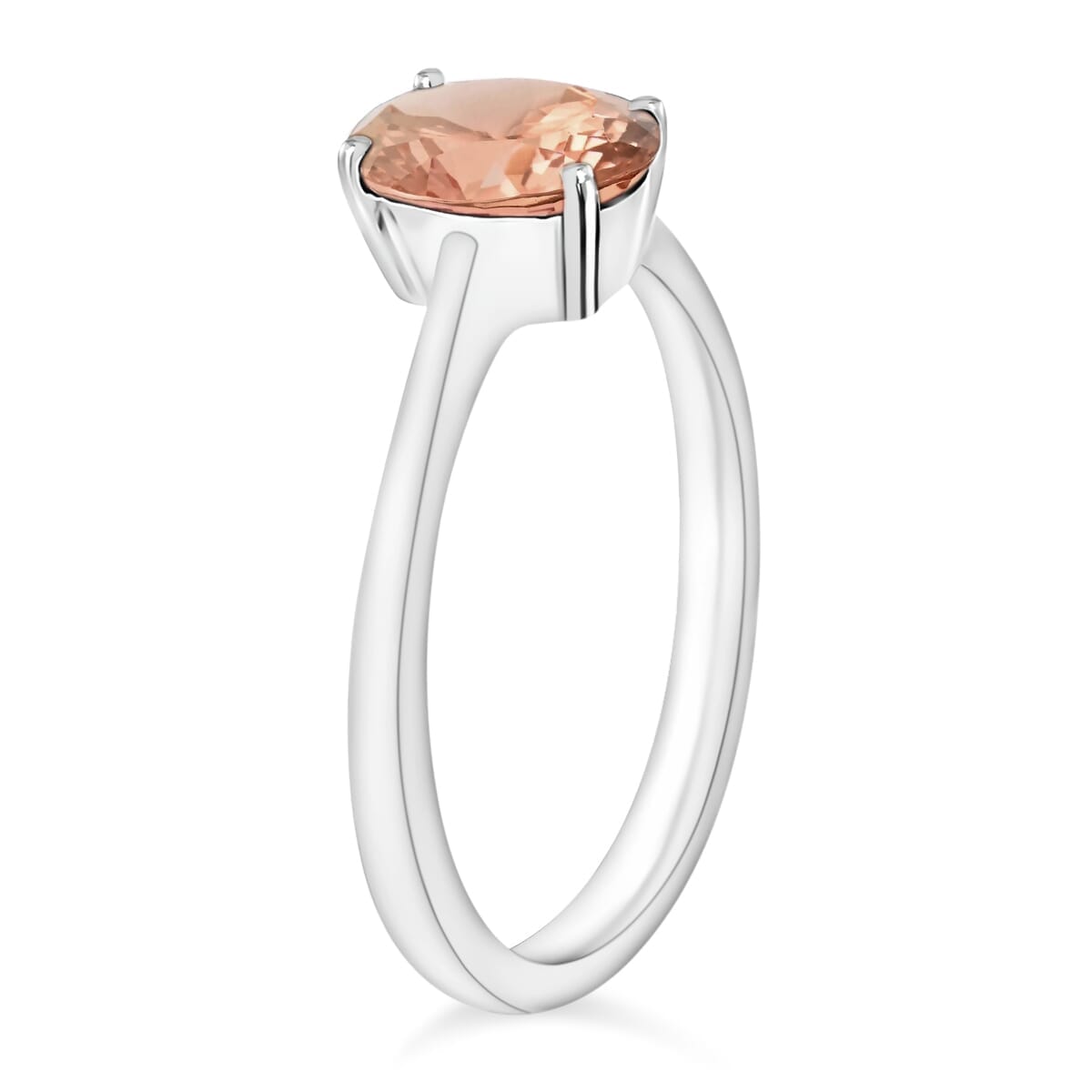 Rhapsody 18K White Gold AAAA Pink Morganite Solitaire Ring (Size 4.5) 1.40 ctw image number 2