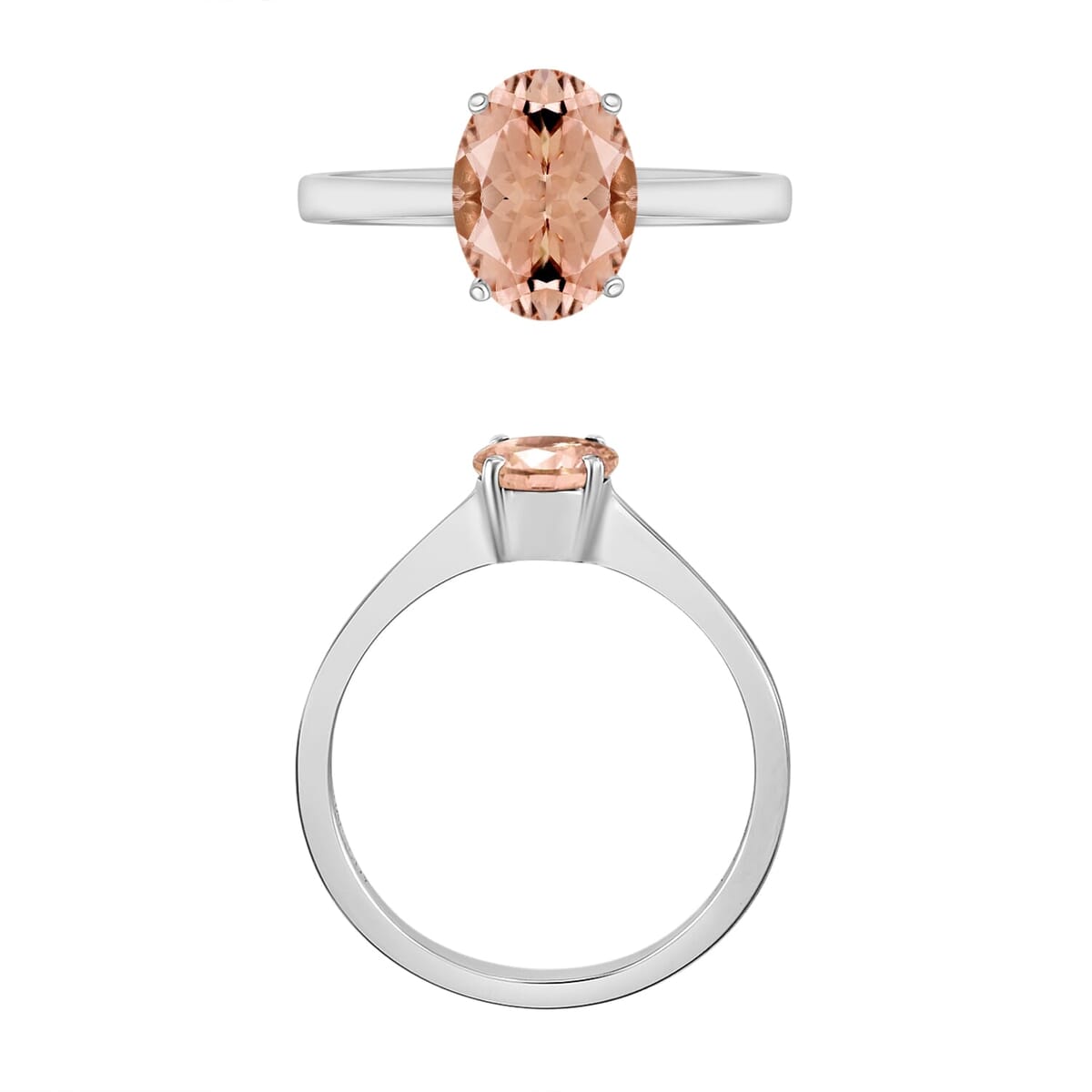 Rhapsody 18K White Gold AAAA Pink Morganite Solitaire Ring (Size 4.5) 1.40 ctw image number 3