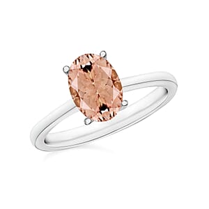 Rhapsody 18K White Gold AAAA Pink Morganite Solitaire Ring (Size 9.5) 1.40 ctw