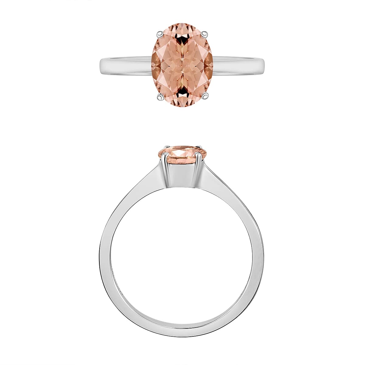 Rhapsody 18K White Gold AAAA Pink Morganite Solitaire Ring (Size 9.5) 1.40 ctw image number 3