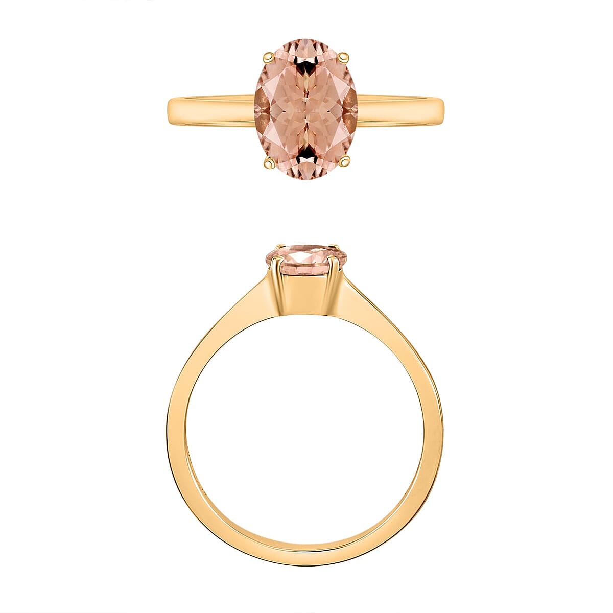 Rhapsody 18K Yellow Gold AAAA Pink Morganite Solitaire Ring (Size 11.0) 1.40 ctw image number 3