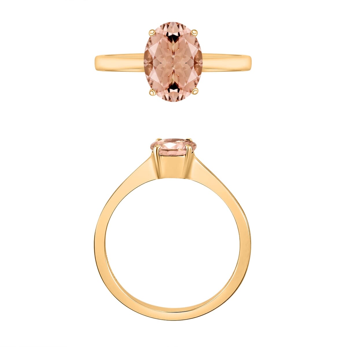 Rhapsody 18K Yellow Gold AAAA Pink Morganite Solitaire Ring (Size 4.0) 1.40 ctw image number 3