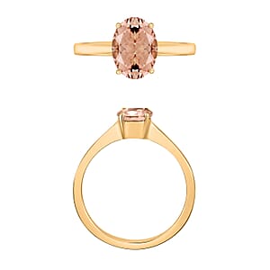 Rhapsody 18K Yellow Gold AAAA Pink Morganite Solitaire Ring (Size 4.0) 1.40 ctw (Del. in 10-12 Days)