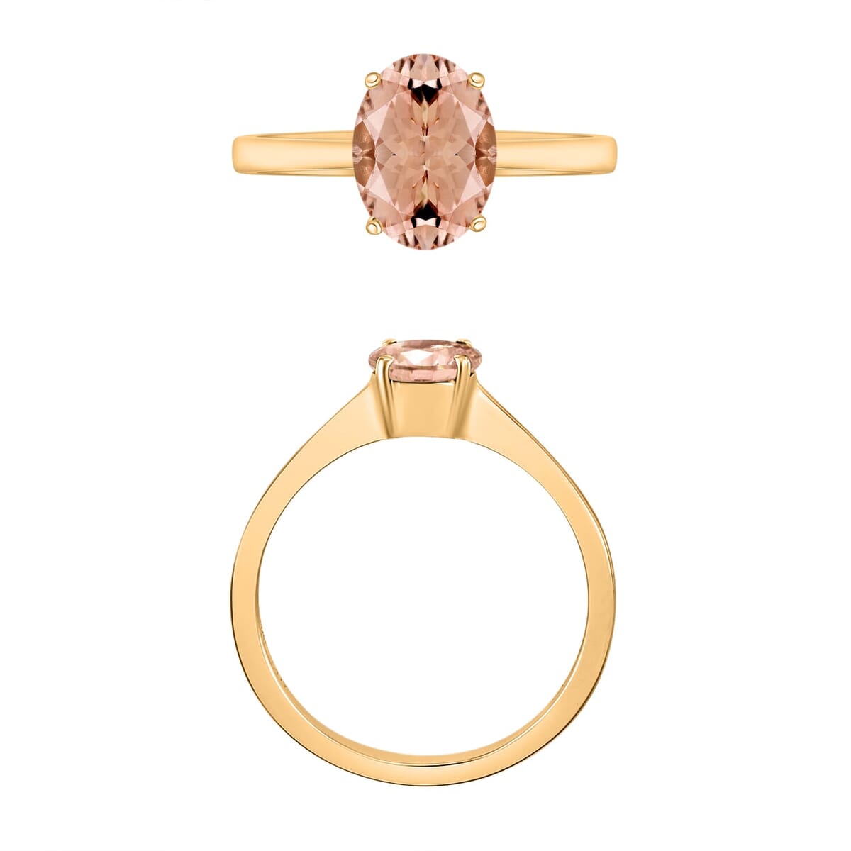 Rhapsody 18K Yellow Gold AAAA Pink Morganite Solitaire Ring (Size 5.0) 1.40 ctw image number 3