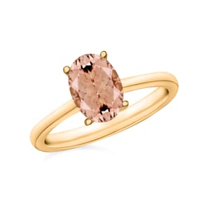 Rhapsody 18K Yellow Gold AAAA Pink Morganite Solitaire Ring (Size 6.0) 1.40 ctw