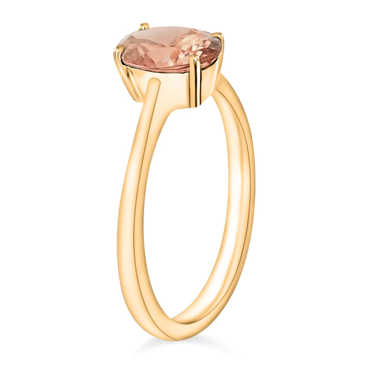 Rhapsody 18K Yellow Gold AAAA Pink Morganite Solitaire Ring (Size 6.0) 1.40 ctw image number 2