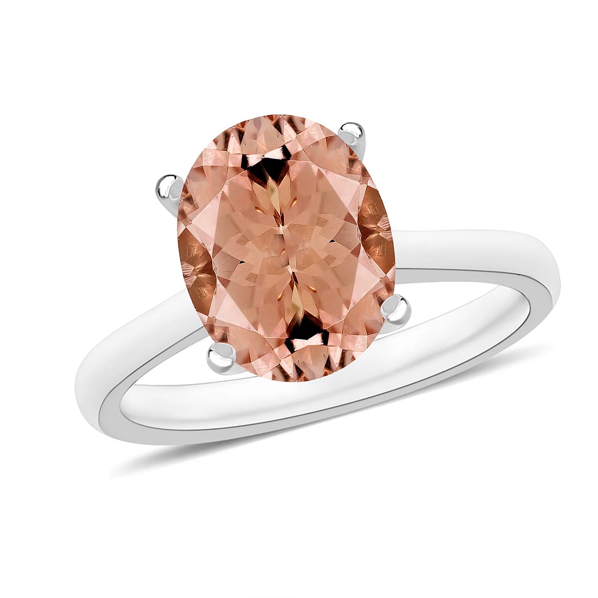 Rhapsody 18K White Gold AAAA Pink Morganite Solitaire Ring (Size 10.0) 5.50 Grams 2.40 ctw image number 0