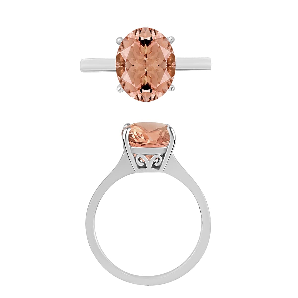 Rhapsody 18K White Gold AAAA Pink Morganite Solitaire Ring (Size 4.0) 5.50 Grams 2.40 ctw image number 3
