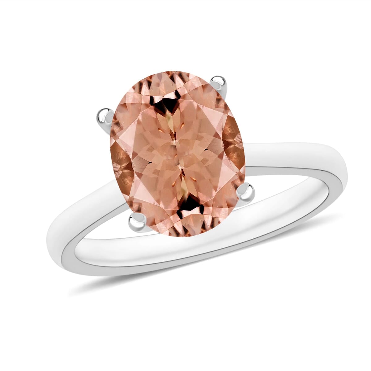 Rhapsody 18K White Gold AAAA Pink Morganite Solitaire Ring (Size 5.0) 5.50 Grams 2.40 ctw image number 0