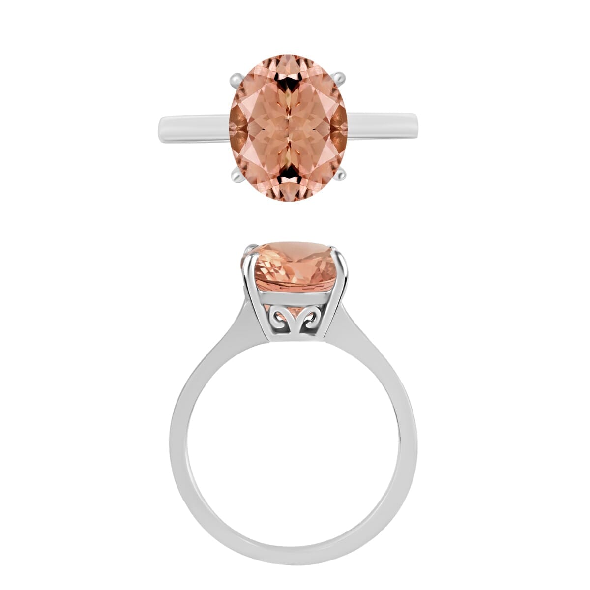Rhapsody 18K White Gold AAAA Pink Morganite Solitaire Ring (Size 5.0) 5.50 Grams 2.40 ctw image number 3