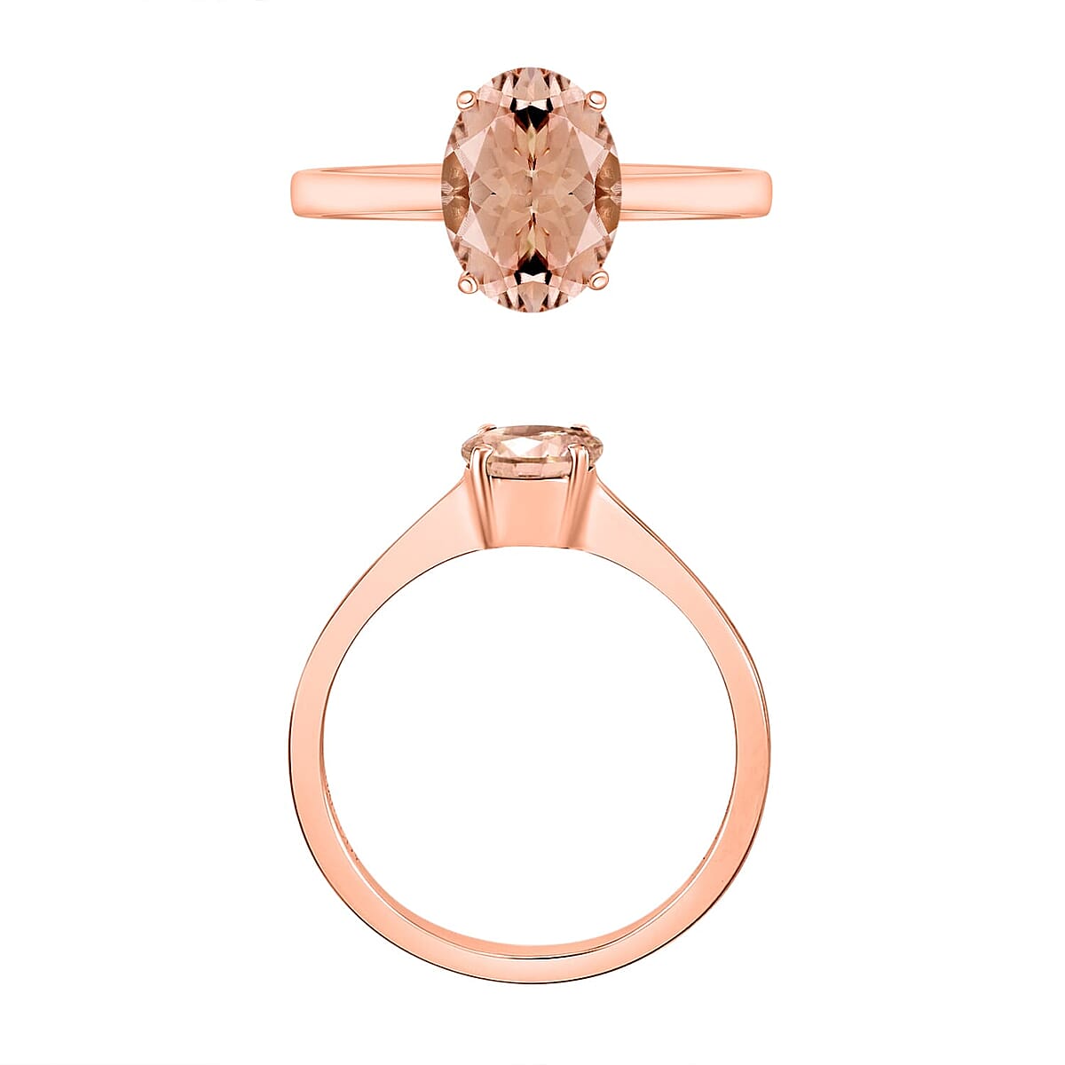 Rhapsody 18K Rose Gold AAAA Pink Morganite Solitaire Ring (Size 11.5) 1.40 ctw image number 3