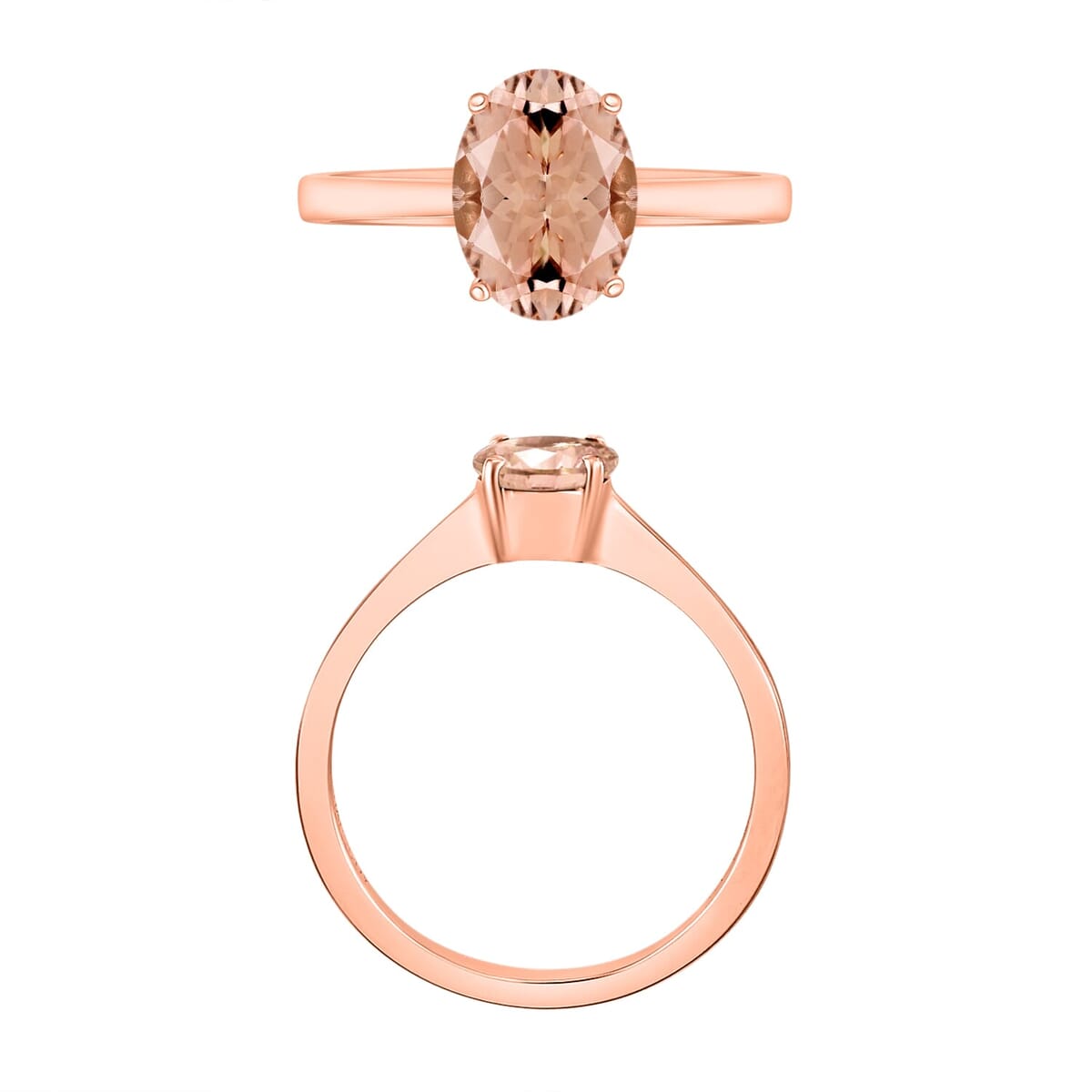 Rhapsody 18K Rose Gold AAAA Pink Morganite Solitaire Ring (Size 4.0) 1.40 ctw image number 3