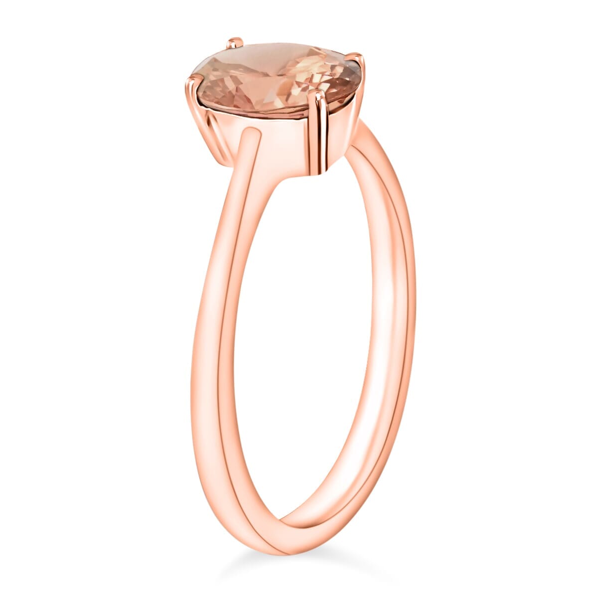 Rhapsody 18K Rose Gold AAAA Pink Morganite Solitaire Ring (Size 5.0) 1.40 ctw image number 2