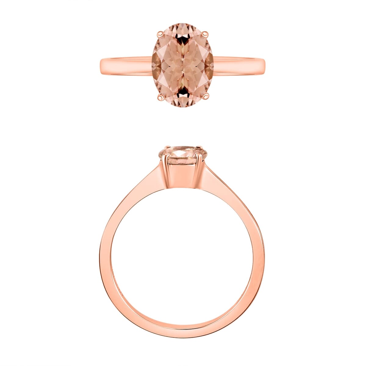 Rhapsody 18K Rose Gold AAAA Pink Morganite Solitaire Ring (Size 5.0) 1.40 ctw image number 3