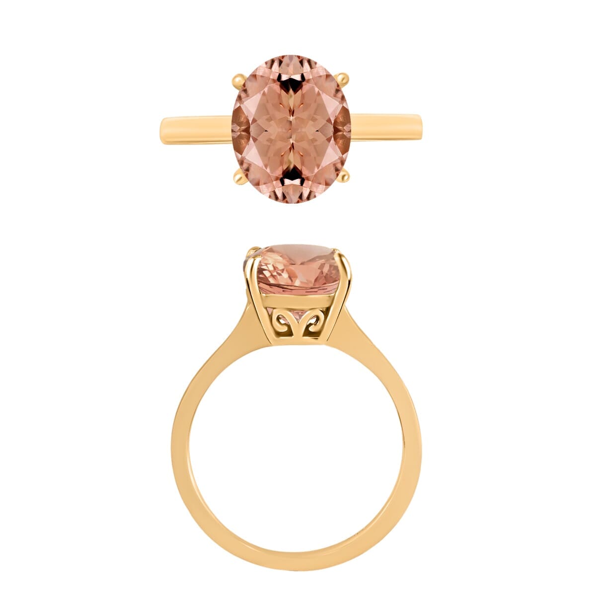 Rhapsody 18K Yellow Gold AAAA Pink Morganite Solitaire Ring (Size 11.5) 5.50 Grams 2.40 ctw image number 3