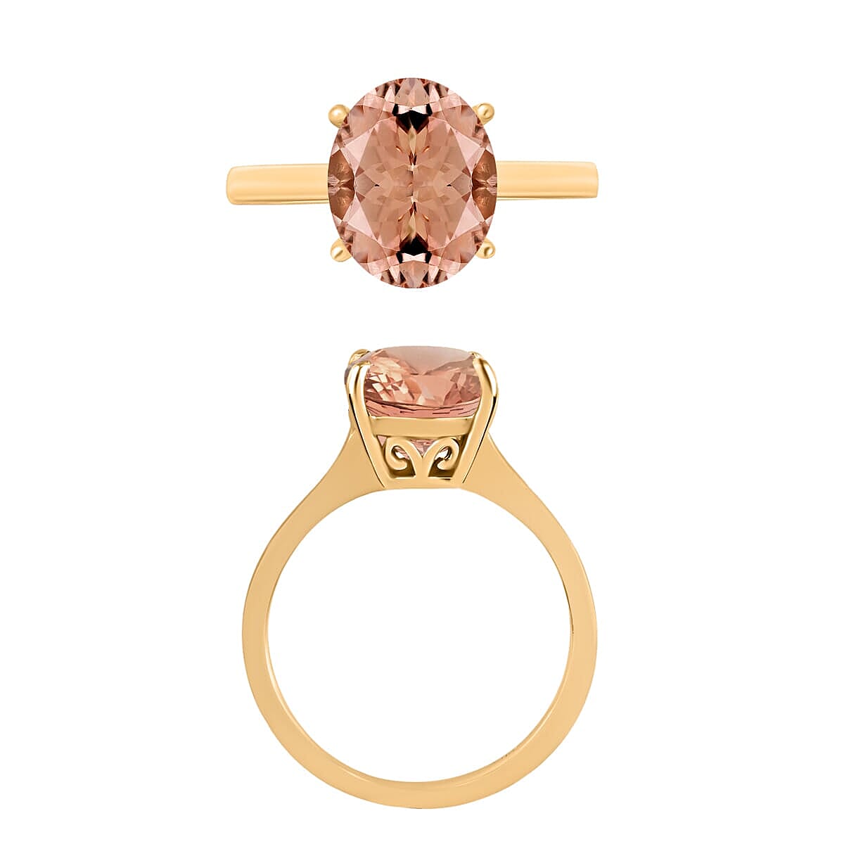 Rhapsody 18K Yellow Gold AAAA Pink Morganite Solitaire Ring (Size 12.0) 5.50 Grams 2.40 ctw image number 3