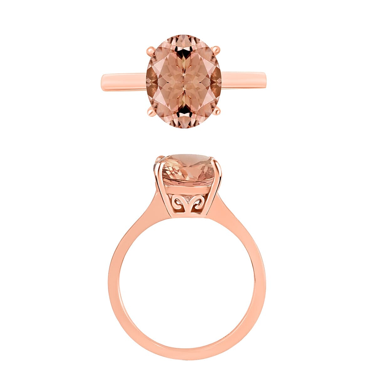 Rhapsody 18K Rose Gold AAAA Pink Morganite Solitaire Ring (Size 4.0) 5.50 Grams 2.40 ctw (Del. in 10-12 Days) image number 3