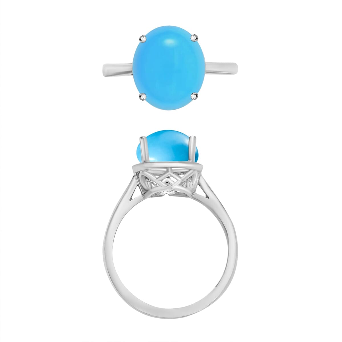 Rhapsody 18K White Gold AAAA Sleeping Beauty Turquoise Solitaire Ring (Size 4.0) 5.50 Grams 2.60 ctw image number 3