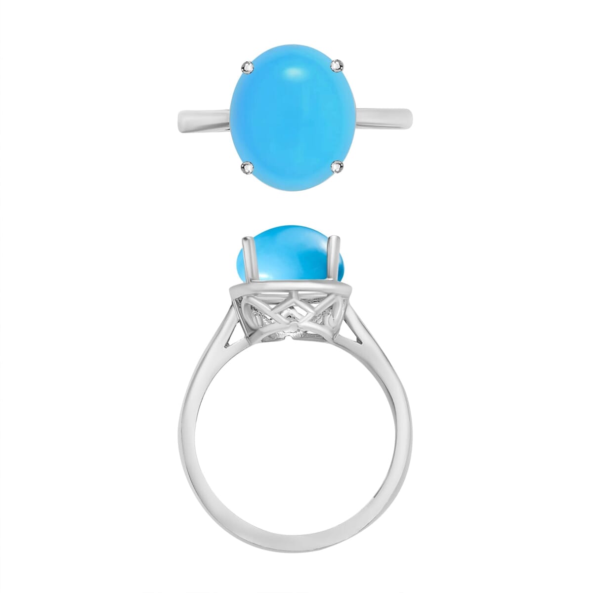 Rhapsody 18K White Gold AAAA Sleeping Beauty Turquoise Solitaire Ring (Size 7.5) 5.50 Grams 2.60 ctw image number 3
