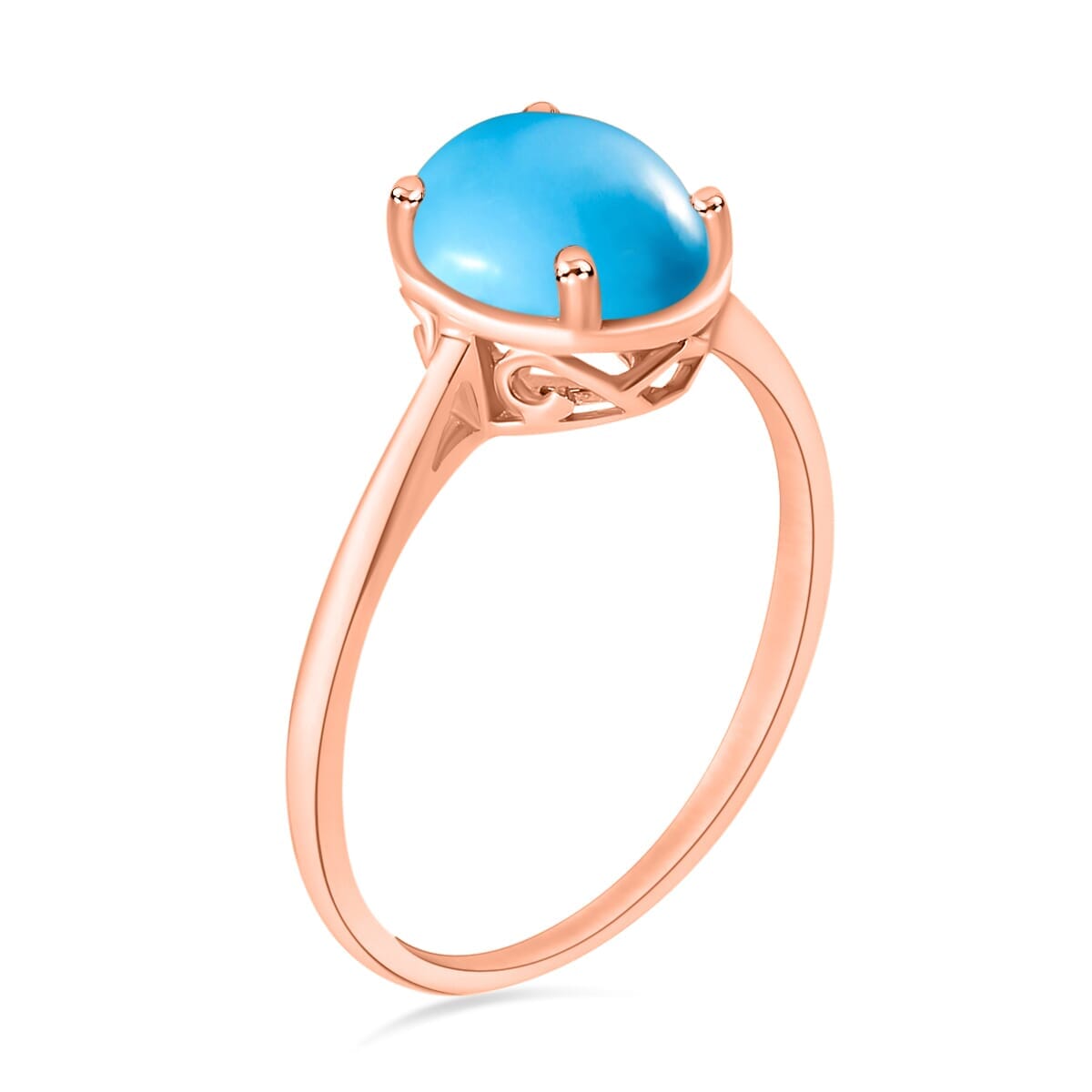 Rhapsody 18K Rose Gold AAAA Sleeping Beauty Turquoise Solitaire Ring (Size 10.0) 5.50 Grams 2.60 ctw image number 2