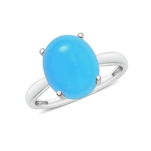Rhapsody 18K White Gold AAAA Sleeping Beauty Turquoise Solitaire Ring (Size 7.0) 5.50 Grams 4.50 ctw