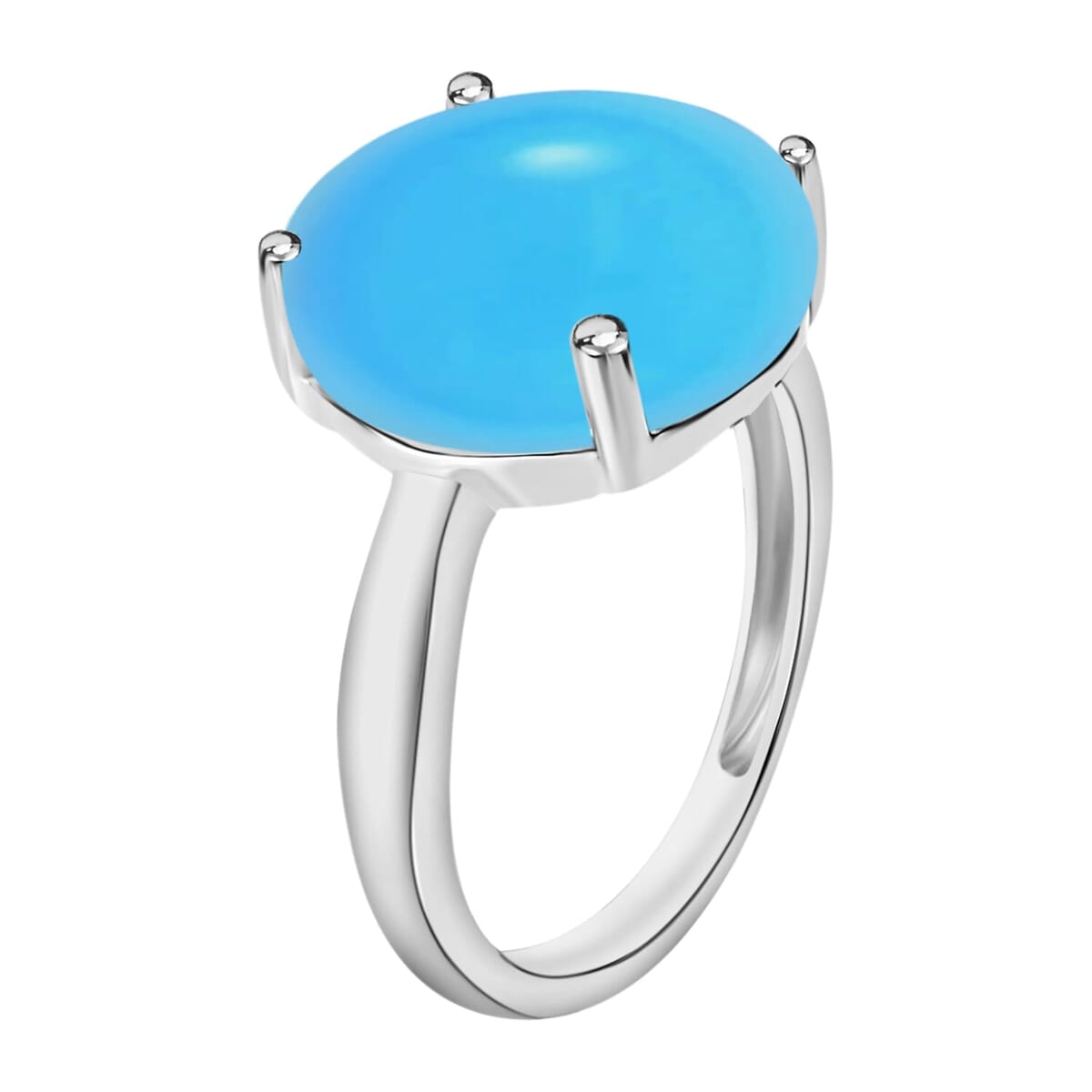 Rhapsody 18K White Gold AAAA Sleeping Beauty Turquoise Solitaire Ring (Size 7.0) 5.50 Grams 4.50 ctw image number 2