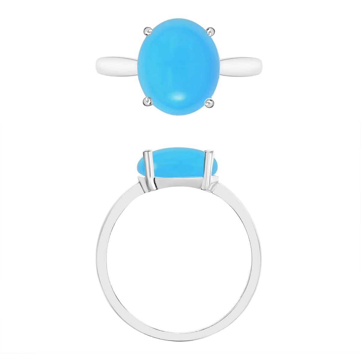 Rhapsody 18K White Gold AAAA Sleeping Beauty Turquoise Solitaire Ring (Size 7.0) 5.50 Grams 4.50 ctw image number 3