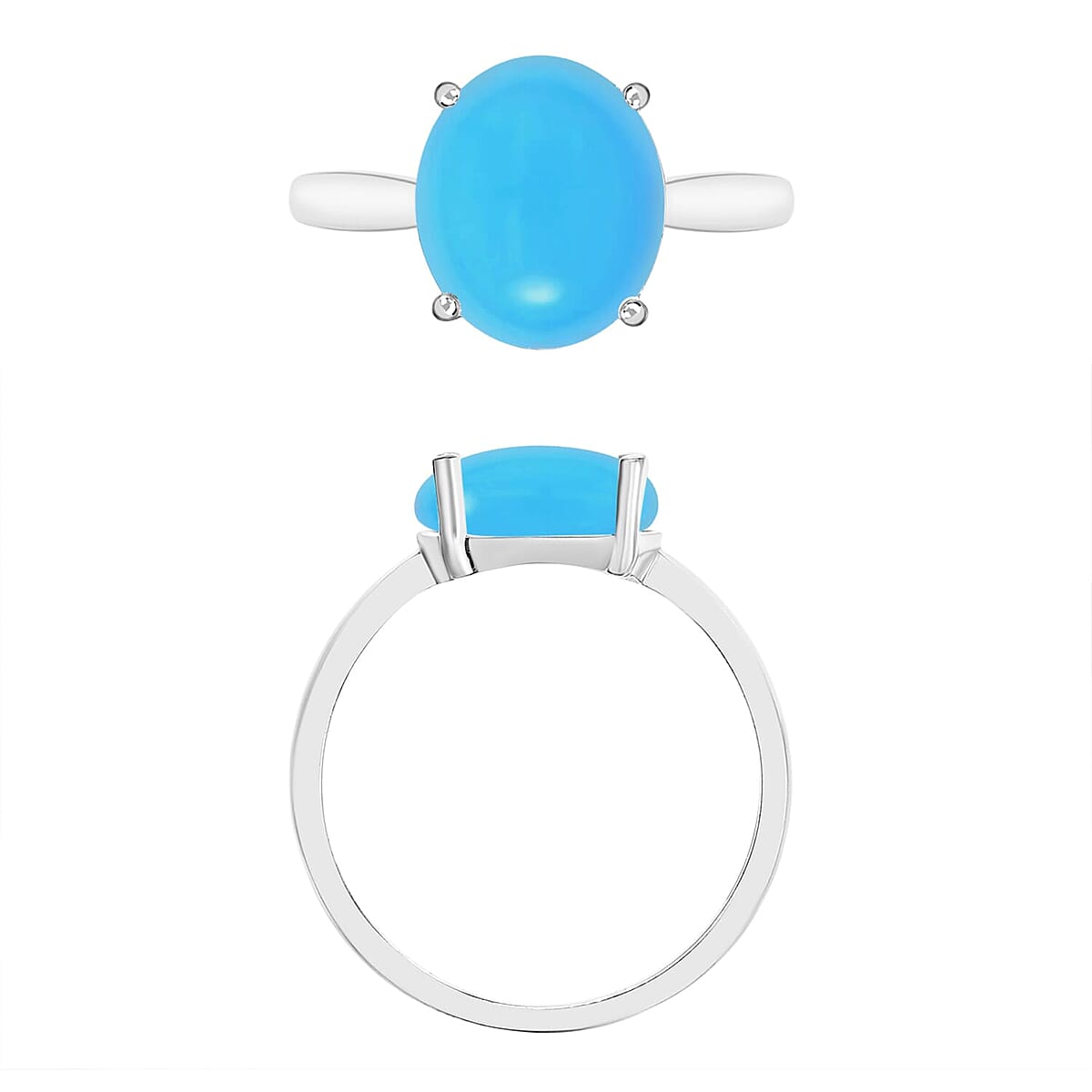 Rhapsody 18K White Gold AAAA Sleeping Beauty Turquoise Solitaire Ring (Size 8.0) 5.50 Grams 4.50 ctw image number 3