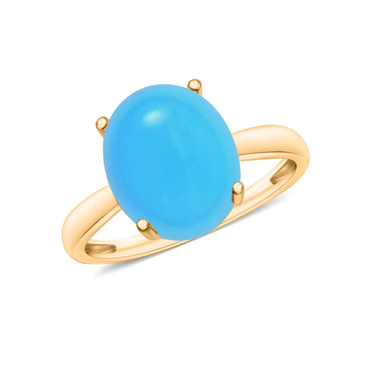 Rhapsody 18K Yellow Gold AAAA Sleeping Beauty Turquoise Solitaire Ring (Size 7.0) 5.50 Grams 4.50 ctw image number 0