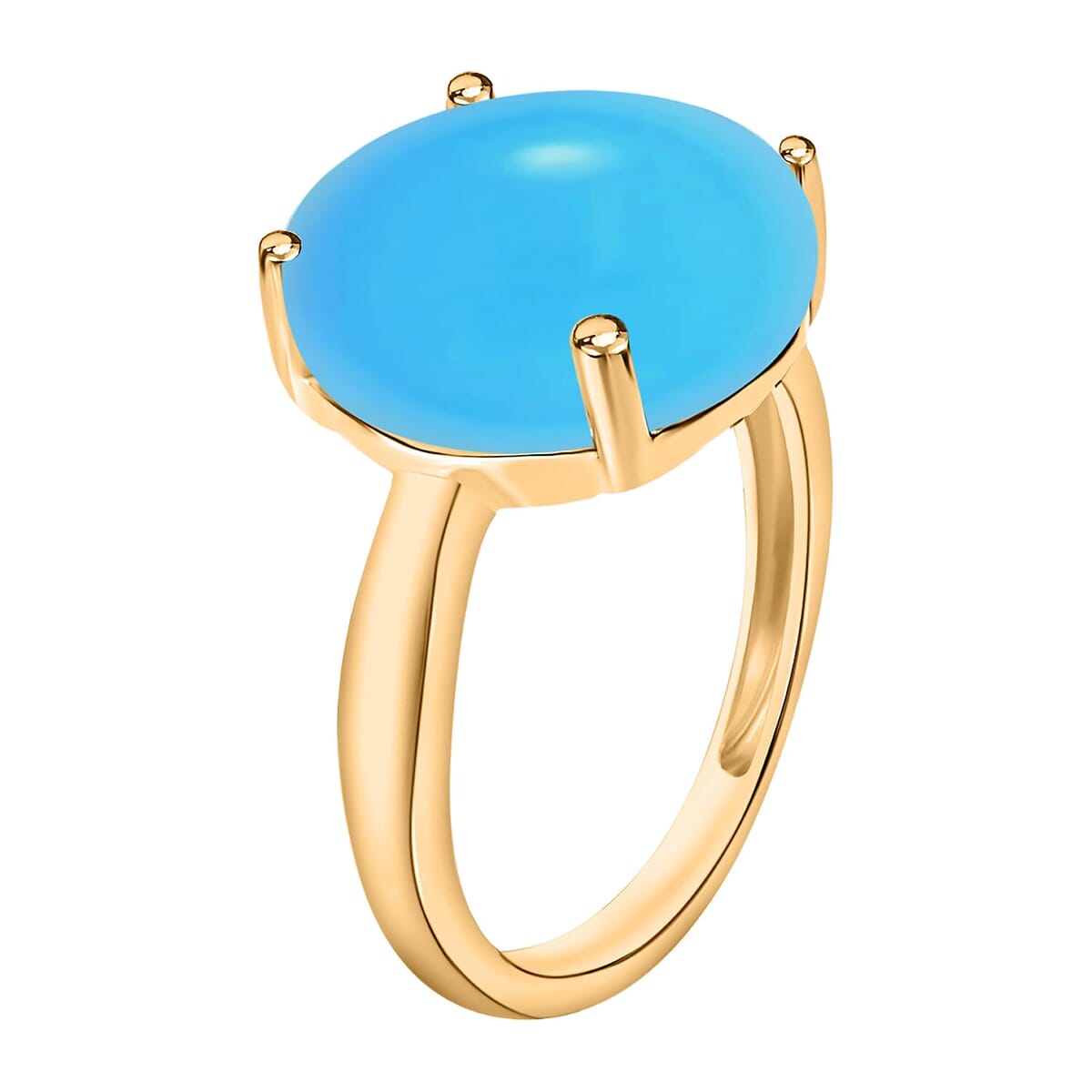 Rhapsody 18K Yellow Gold AAAA Sleeping Beauty Turquoise Solitaire Ring (Size 7.0) 5.50 Grams 4.50 ctw image number 2