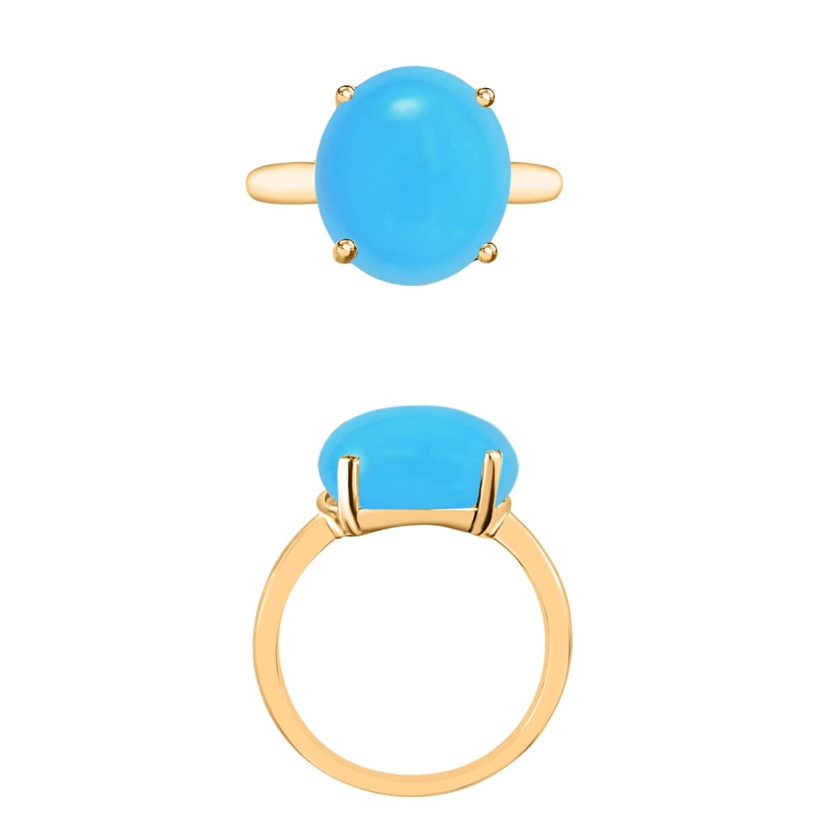 Rhapsody 18K Yellow Gold AAAA Sleeping Beauty Turquoise Solitaire Ring (Size 7.0) 5.50 Grams 4.50 ctw image number 3