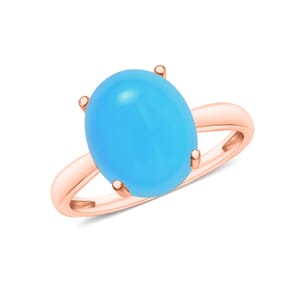 Rhapsody 18K Rose Gold AAAA Sleeping Beauty Turquoise Solitaire Ring (Size 6.5) 5.50 Grams 4.50 ctw