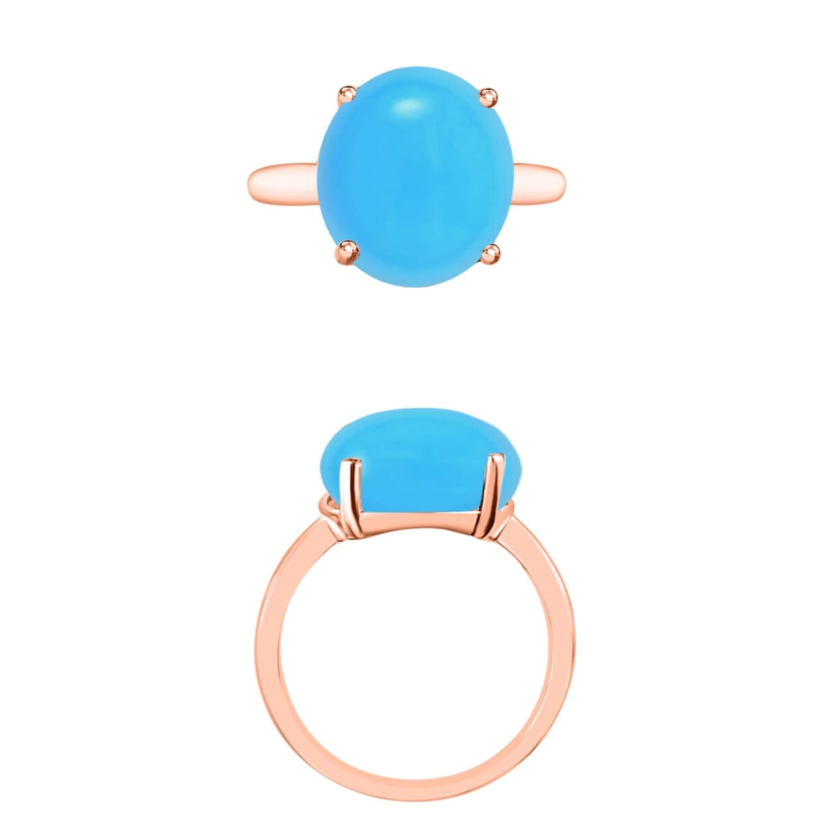 Rhapsody 18K Rose Gold AAAA Sleeping Beauty Turquoise Solitaire Ring (Size 6.5) 5.50 Grams 4.50 ctw image number 3