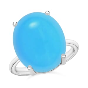 Rhapsody 18K White Gold AAAA Sleeping Beauty Turquoise Solitaire Ring (Size 10.0) 5.50 Grams 7.00 ctw
