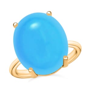 Rhapsody 18K Yellow Gold AAAA Sleeping Beauty Turquoise Solitaire Ring (Size 11.5) 5.50 Grams 7.00 ctw