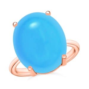 Rhapsody 18K Rose Gold AAAA Sleeping Beauty Turquoise Solitaire Ring (Size 6.5) 5.50 Grams 7.00 ctw