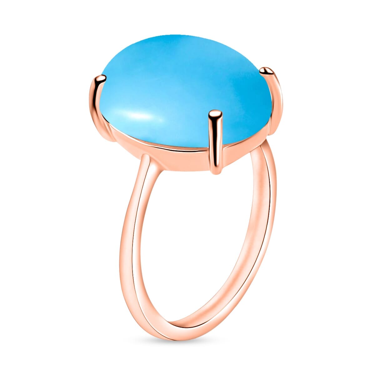 Rhapsody 18K Rose Gold AAAA Sleeping Beauty Turquoise Solitaire Ring (Size 6.5) 5.50 Grams 7.00 ctw image number 2