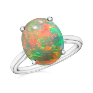 Rhapsody 18K White Gold AAAA Ethiopian Welo Opal Solitaire Ring (Size 12.0) 5.50 Grams 1.80 ctw