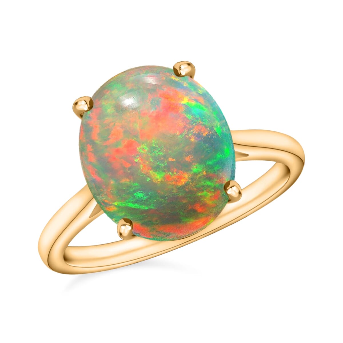 Rhapsody 18K Yellow Gold AAAA Ethiopian Welo Opal Solitaire Ring (Size 11.5) 5.50 Grams 1.80 ctw image number 0