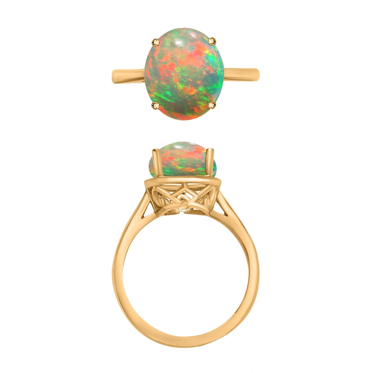 Rhapsody 18K Yellow Gold AAAA Ethiopian Welo Opal Solitaire Ring (Size 11.5) 5.50 Grams 1.80 ctw image number 3