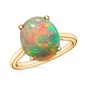 Rhapsody 18K Yellow Gold AAAA Ethiopian Welo Opal Solitaire Ring (Size 8.5) 5.50 Grams 1.80 ctw