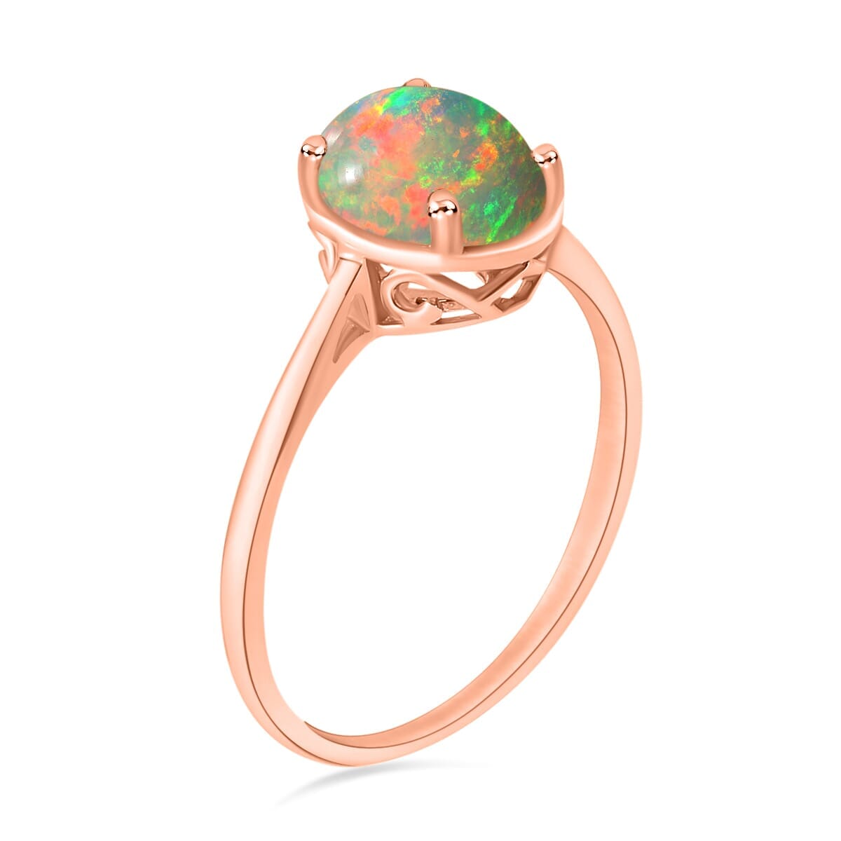 Rhapsody 18K Rose Gold AAAA Ethiopian Welo Opal Solitaire Ring (Size 11.0) 5.50 Grams 1.80 ctw image number 2
