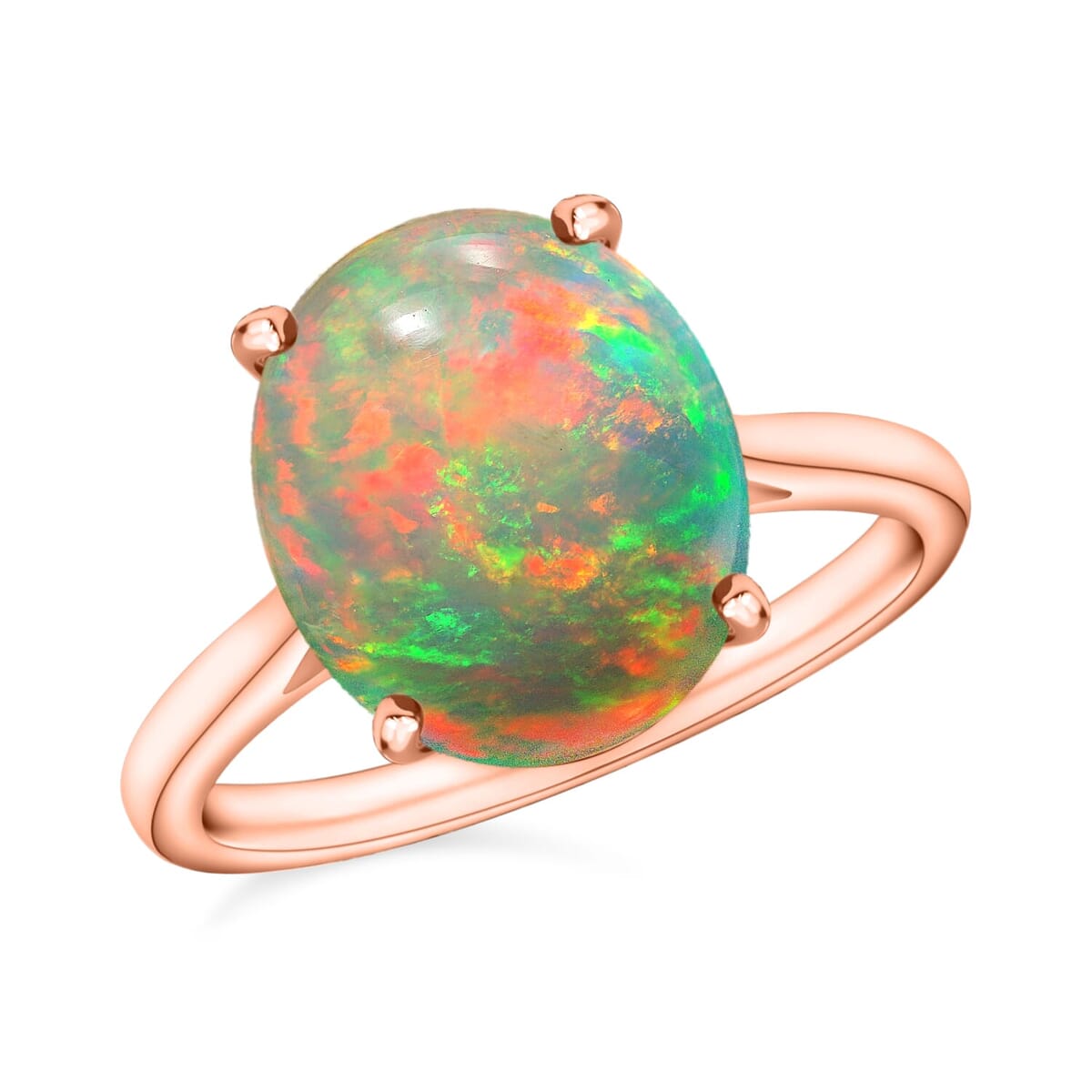 Rhapsody 18K Rose Gold AAAA Ethiopian Welo Opal Solitaire Ring (Size 5.5) 5.50 Grams 1.80 ctw image number 0