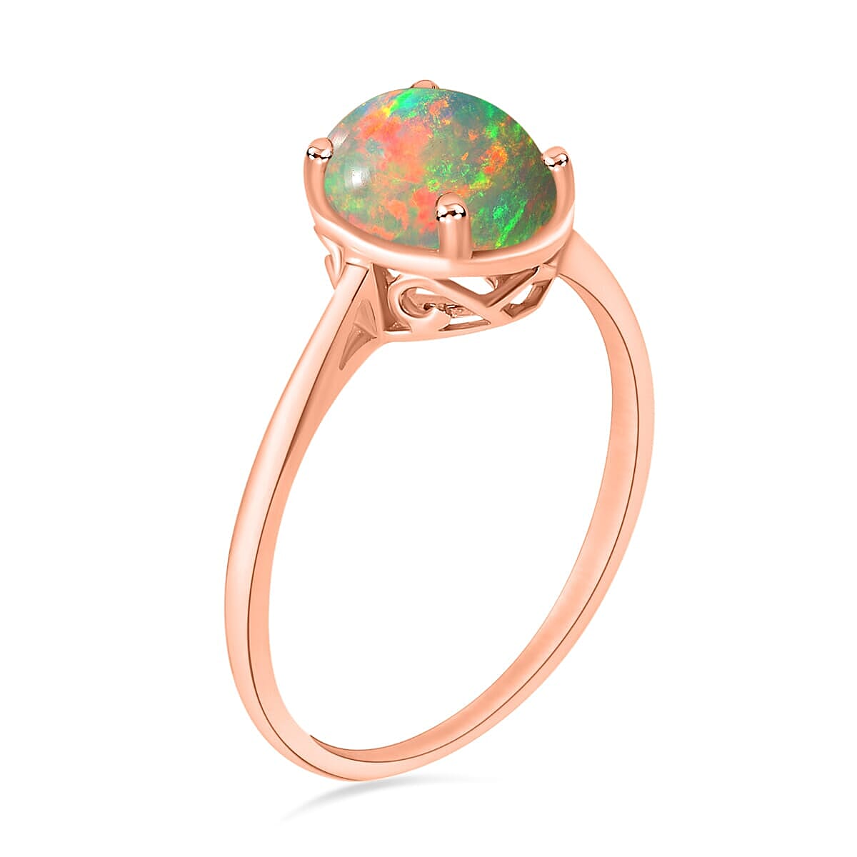 Rhapsody 18K Rose Gold AAAA Ethiopian Welo Opal Solitaire Ring (Size 9.0) 5.50 Grams 1.80 ctw image number 2