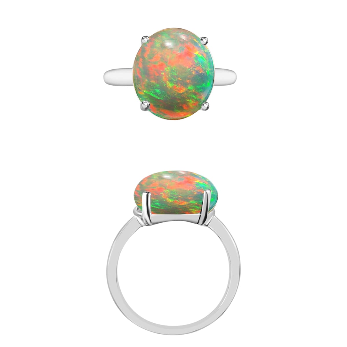 Rhapsody 18K White Gold AAAA Ethiopian Welo Opal Solitaire Ring (Size 6.0) 5.50 Grams 2.40 ctw image number 3