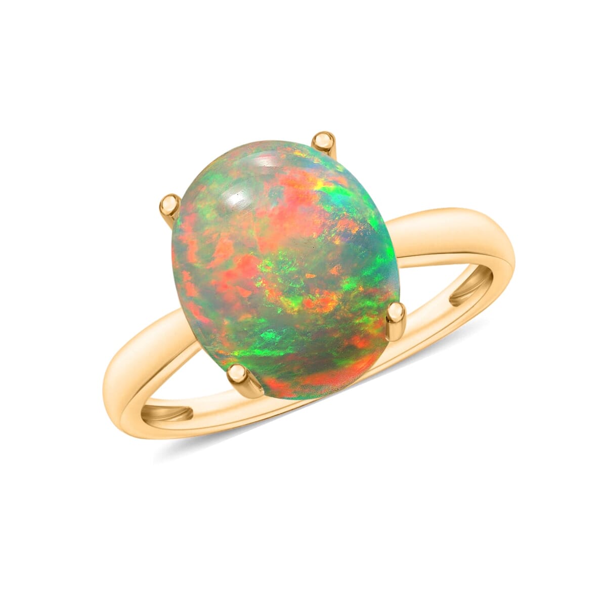 Rhapsody 18K Yellow Gold AAAA Ethiopian Welo Opal Solitaire Ring (Size 12.0) 5.50 Grams 2.40 ctw image number 0