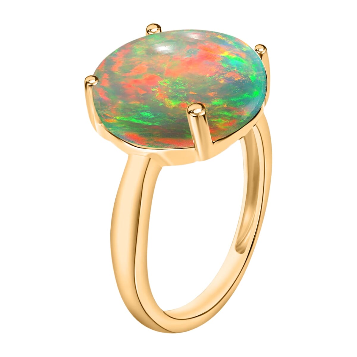 Rhapsody 18K Yellow Gold AAAA Ethiopian Welo Opal Solitaire Ring (Size 12.0) 5.50 Grams 2.40 ctw image number 2