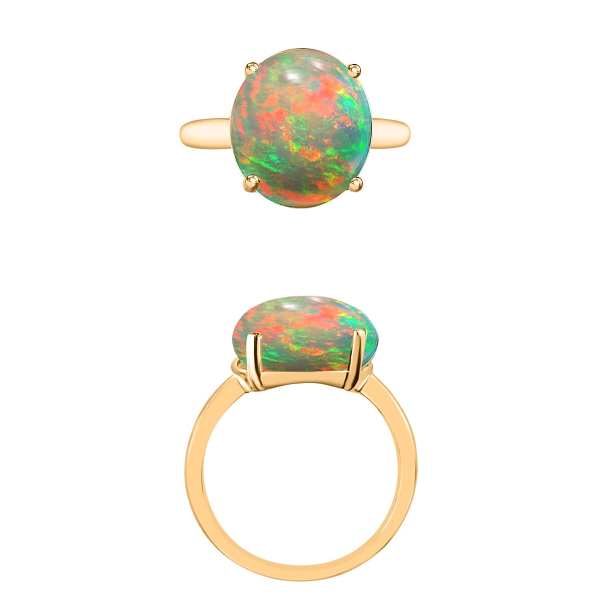 Rhapsody 18K Yellow Gold AAAA Ethiopian Welo Opal Solitaire Ring (Size 12.0) 5.50 Grams 2.40 ctw image number 3