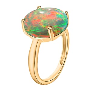 Rhapsody 18K Yellow Gold AAAA Ethiopian Welo Opal Solitaire Ring (Size 9.0) 5.50 Grams 2.40 ctw (Del. in 10-12 Days)